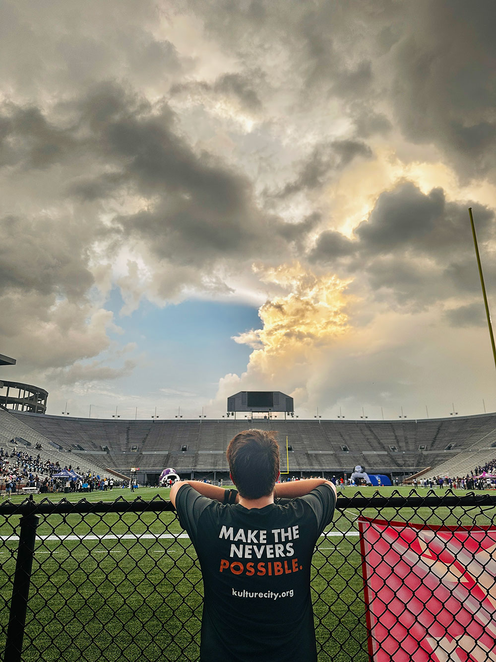 Boy in a stadium